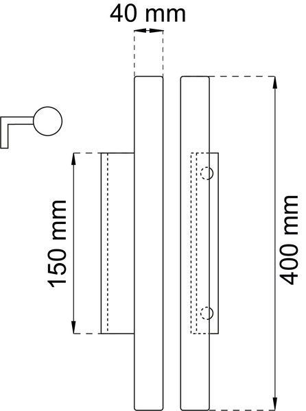 DRAGHANDTAG HABO 345 SVART 400MM, 345 400MM SVART