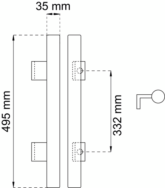 DRAGHANDTAG HABO 355 SVART 500MM, 355 500MM SVART