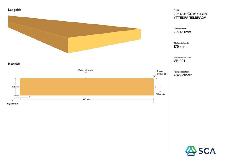 YTTERPANEL SCA 22X170X3600 MELLANSTRUKEN RÖD, G4-2