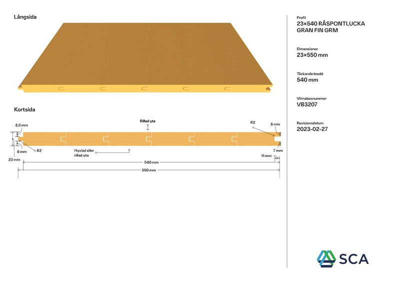 TAKFOTSLUCKA SCA 23X540X3600 GRU, G4-2 GRAN