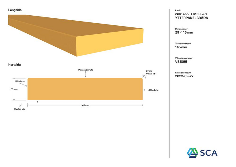 YTTERPANEL G4-2 SKARVAD MELLANSTRUKEN VIT GRAN 28X145 7,2M