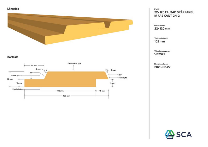 SPÅRPANEL FALS 22X120X4800 G4-2