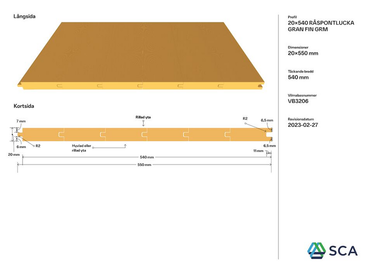RÅSPONTSLUCKA NO BRAND 20X540X3600 GRU VIT