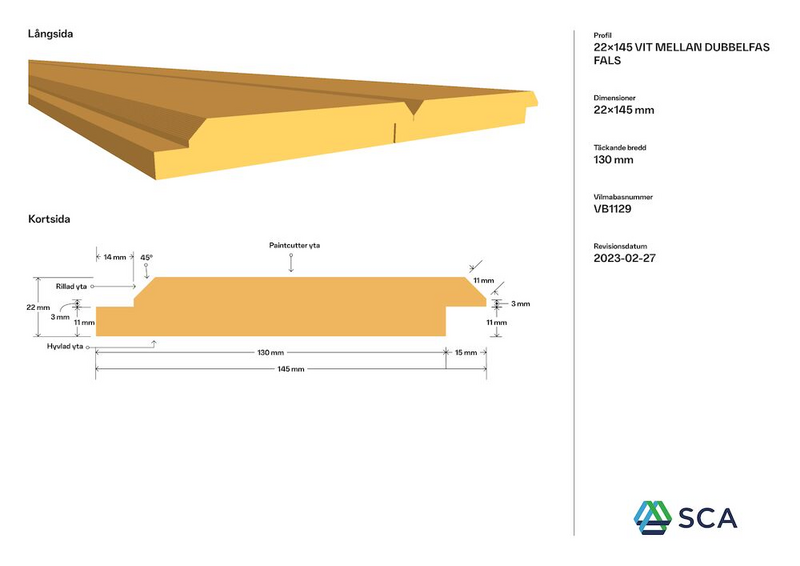 DUBBELFAS FALS 22X145X3600 MELLANSTRUKEN VIT G4-2