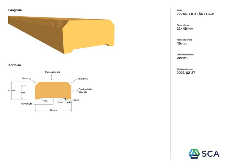 LOCKLÄKT G4-2 GRAN 22X45 4,8M