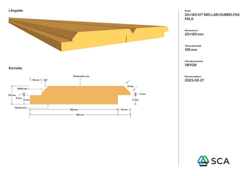 DUBBELFAS FALS 22X120X5400 MELLANSTRUKEN VIT G4-2