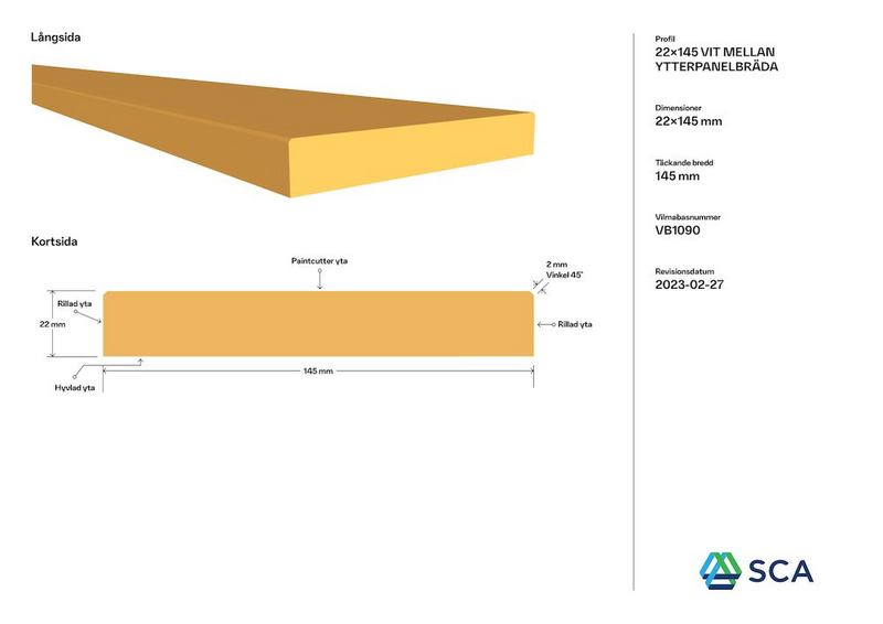 YTTERPANEL 22X145X3600 MELLANSTRUKEN VIT G4-2