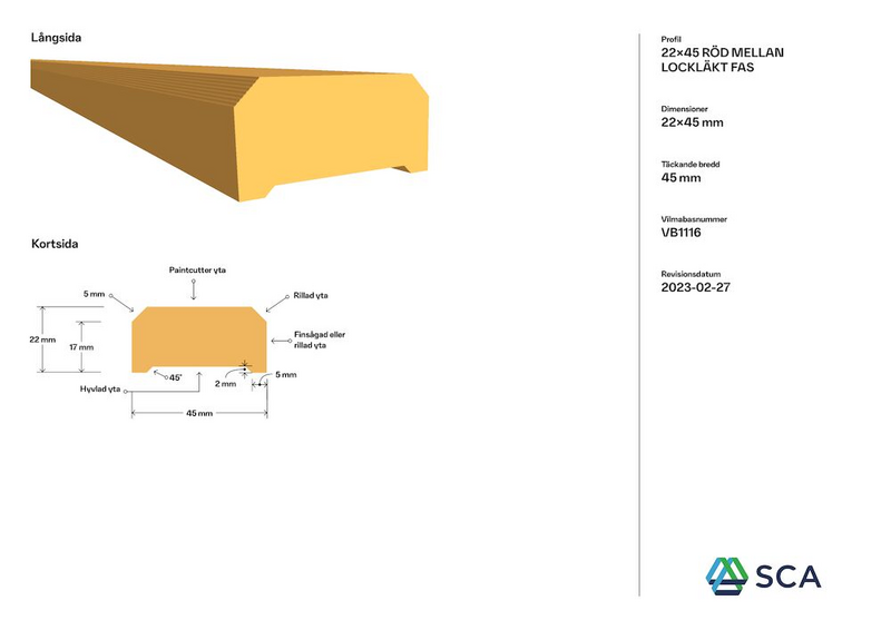 LOCKLÄKT SCA 22X45X5400 MEL RÖD G4-2 CMP GRAN