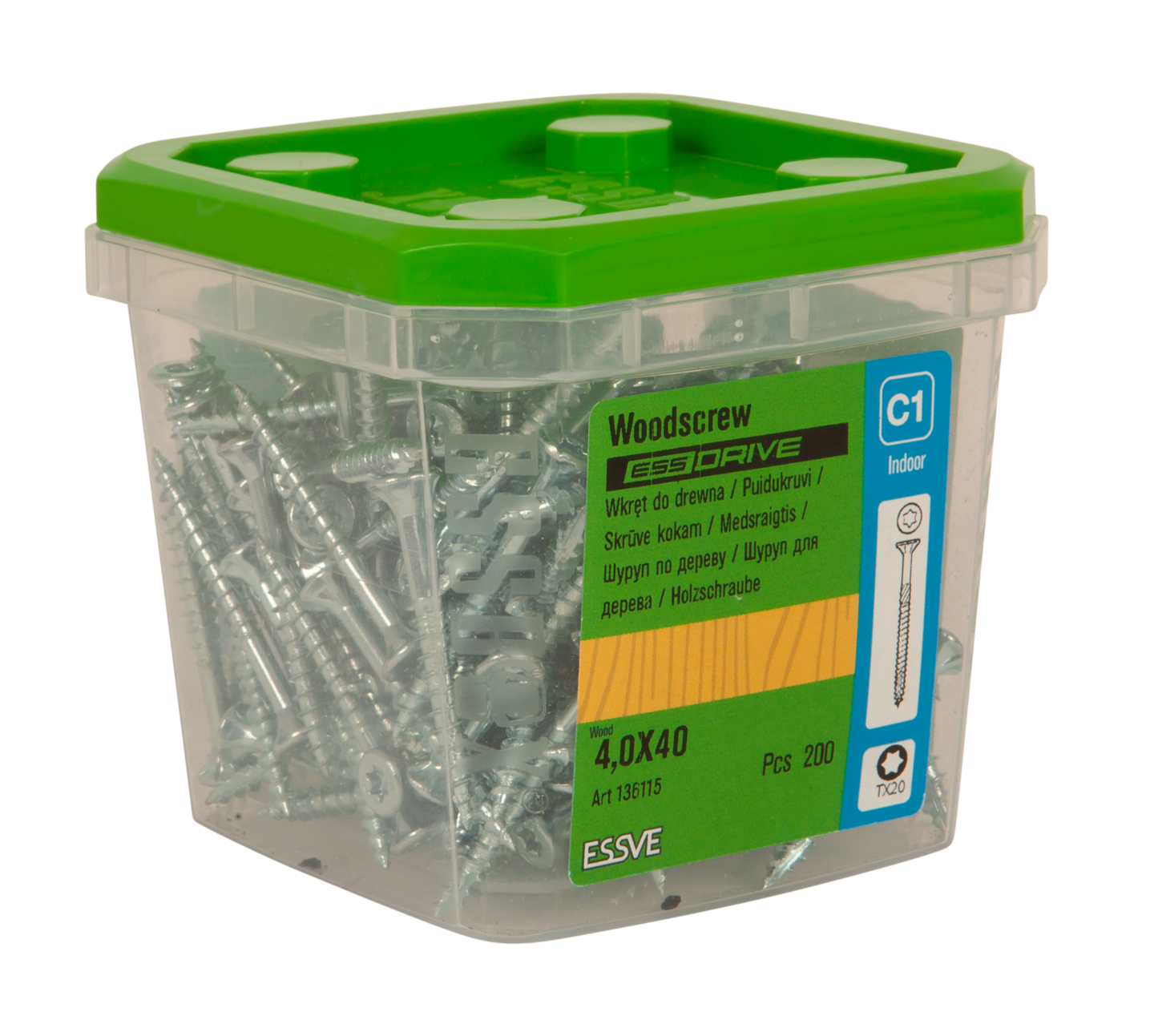 TRÄSKRUV FS INV 4,0X40 200ST TX20 ESSDRIVE FZB