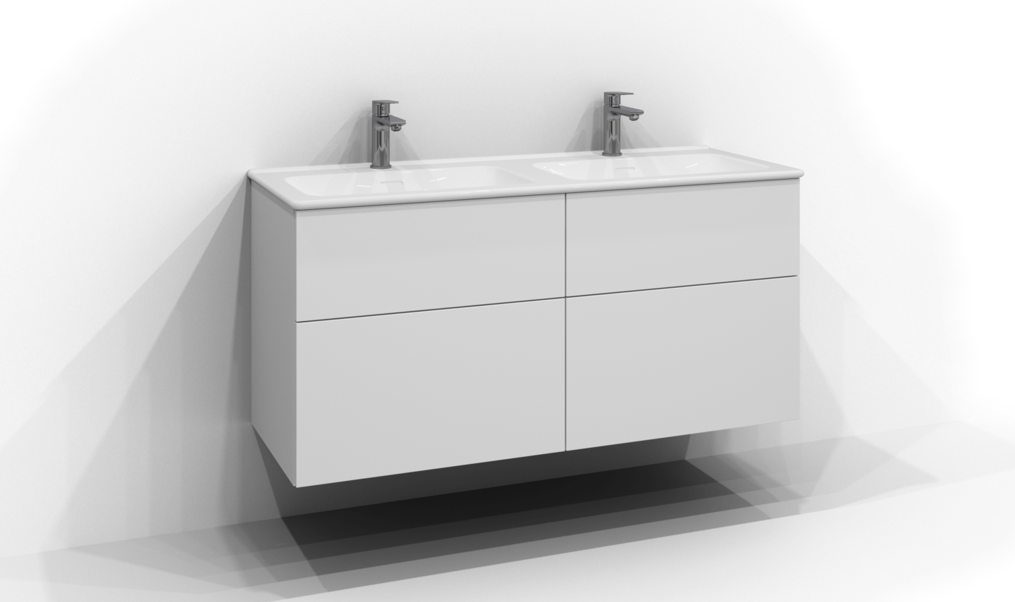 Allaskaappi Svedbergs Poem 120x45 valkoinen 4 laatikkoa sileä push open