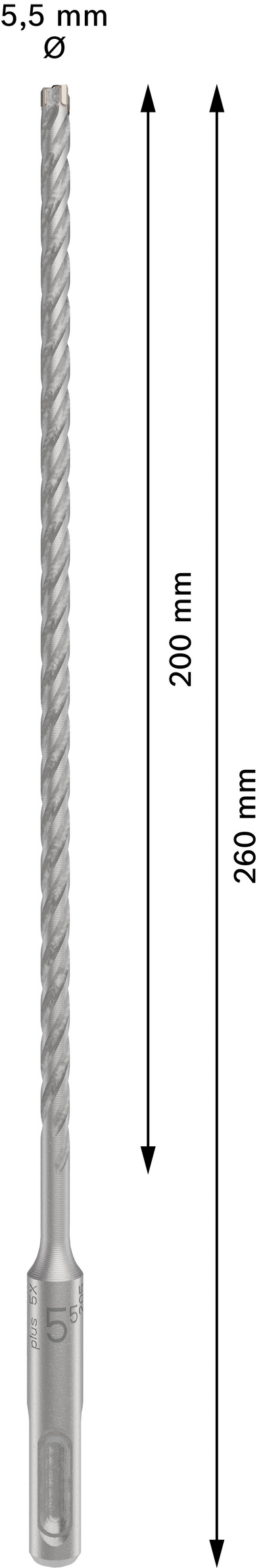 Poravasaranterä Bosch PRO SDS+ 5X 5,5x200x260mm