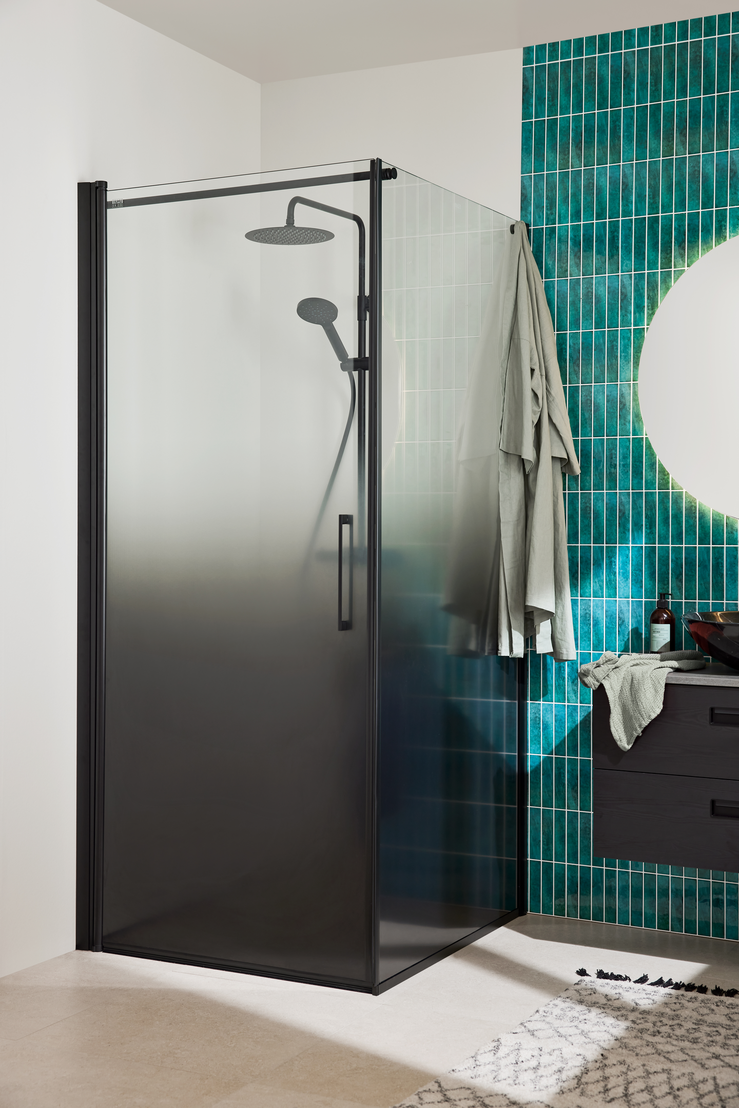 DUSCHHÖRN NORO FROST CONCEPT VÄGG, 900 DÖRR 900 VÄNSTER SVART GRA