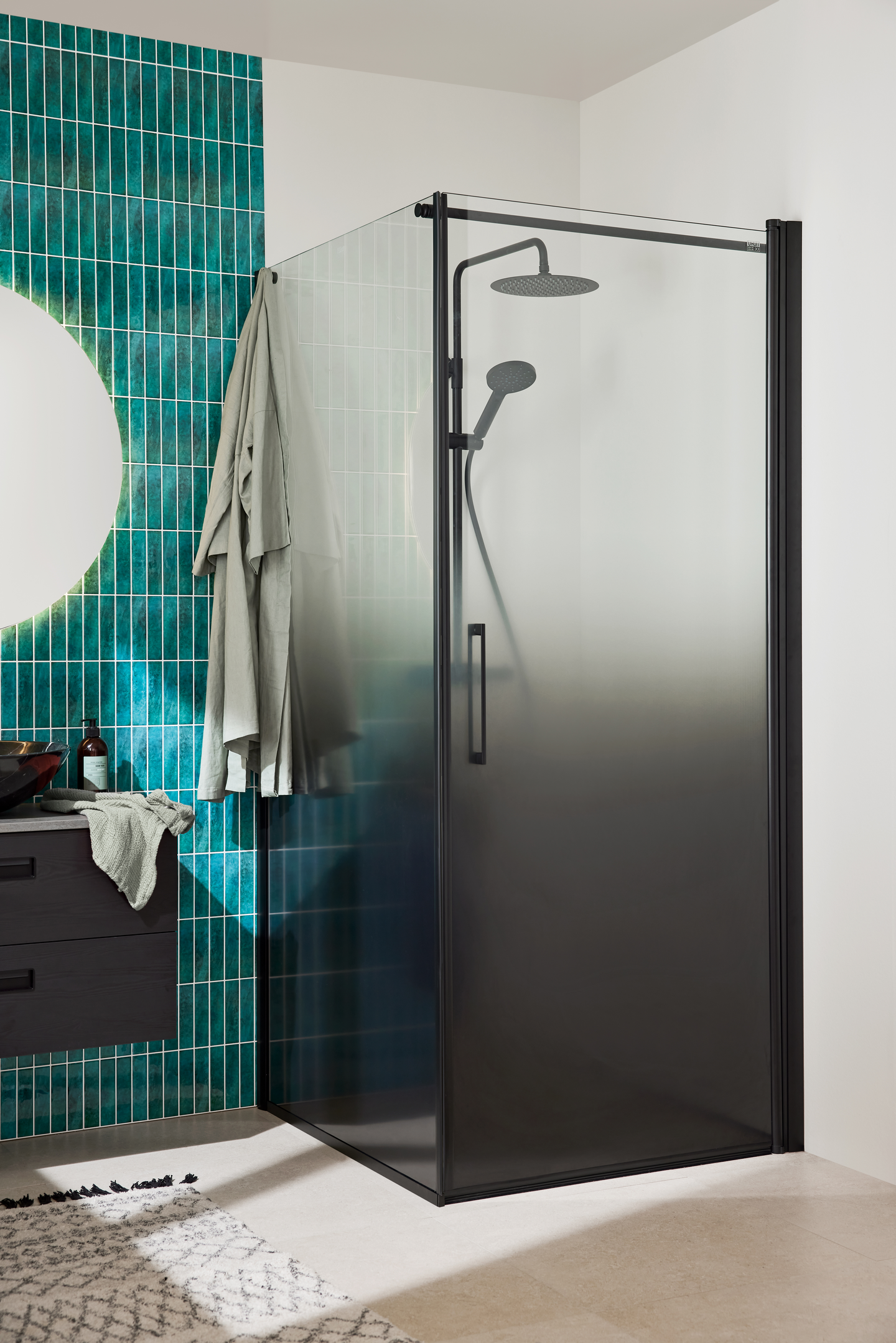 DUSCHHÖRN NORO FROST CONCEPT VÄGG, 900 DÖRR 900 HÖGER SVART GRADI