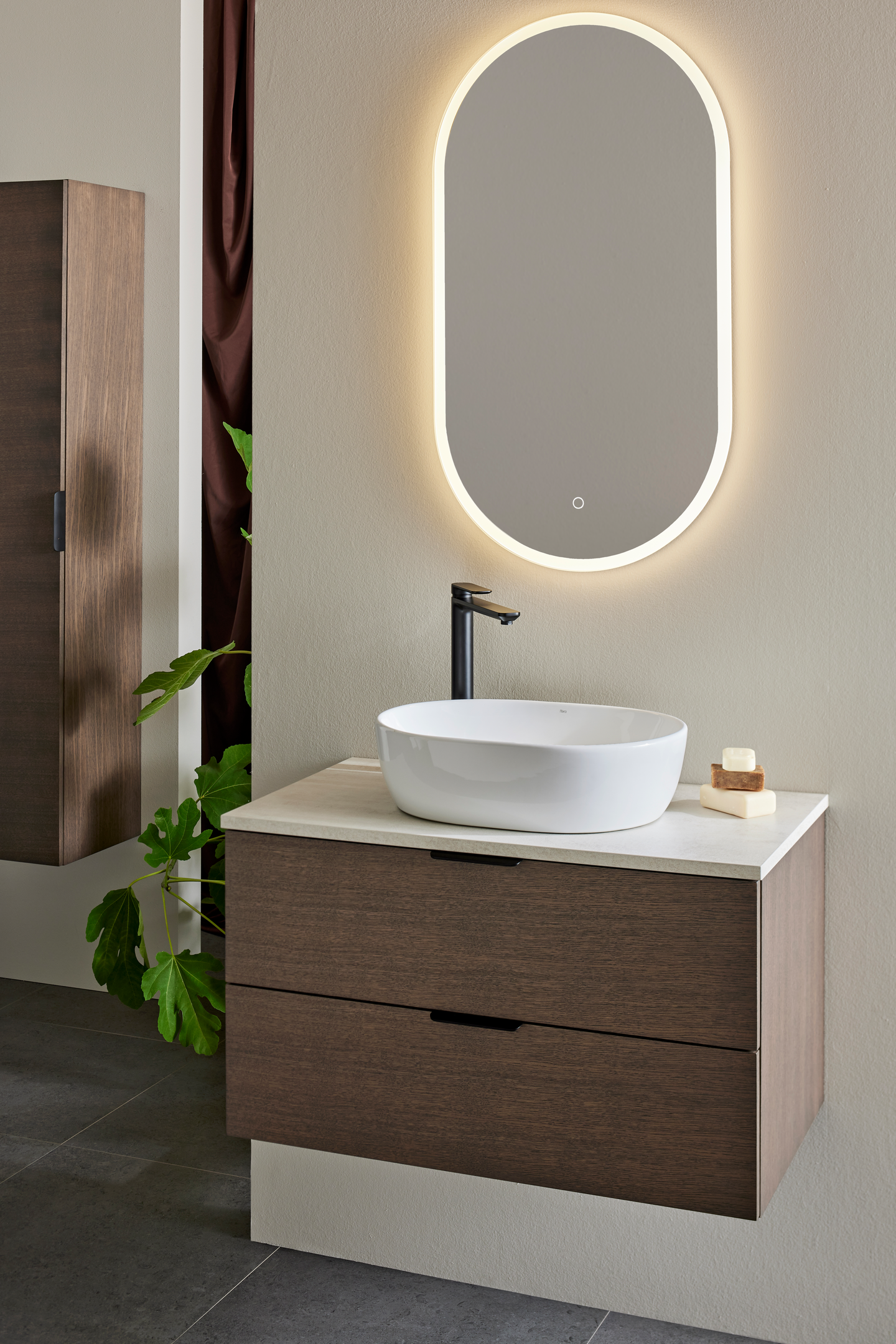 TVÄTTSTÄLLSSKÅP HAFA GO 2 LÅDOR, MÖRK EK 800