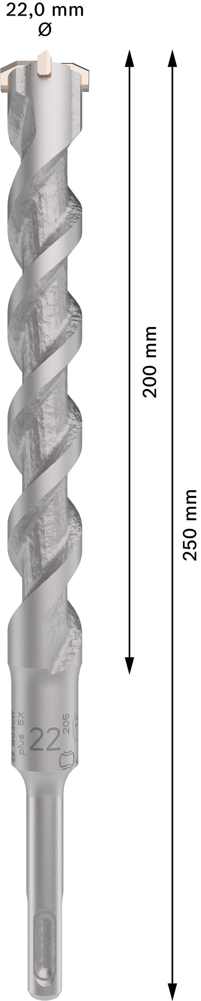 Poravasaranterä Bosch PRO SDS+ 5X 22x200x250mm