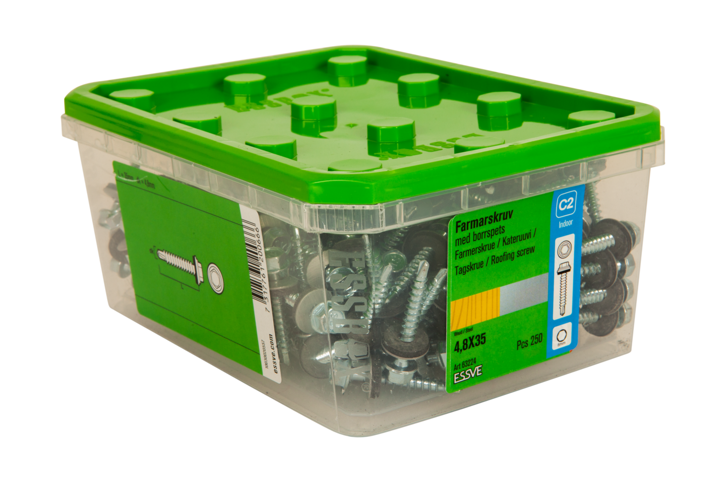 FARMARSKRUV ESSVE BORRSPETS SEXKANTS HUVUD M BRICKA FZB 4,8X35 250