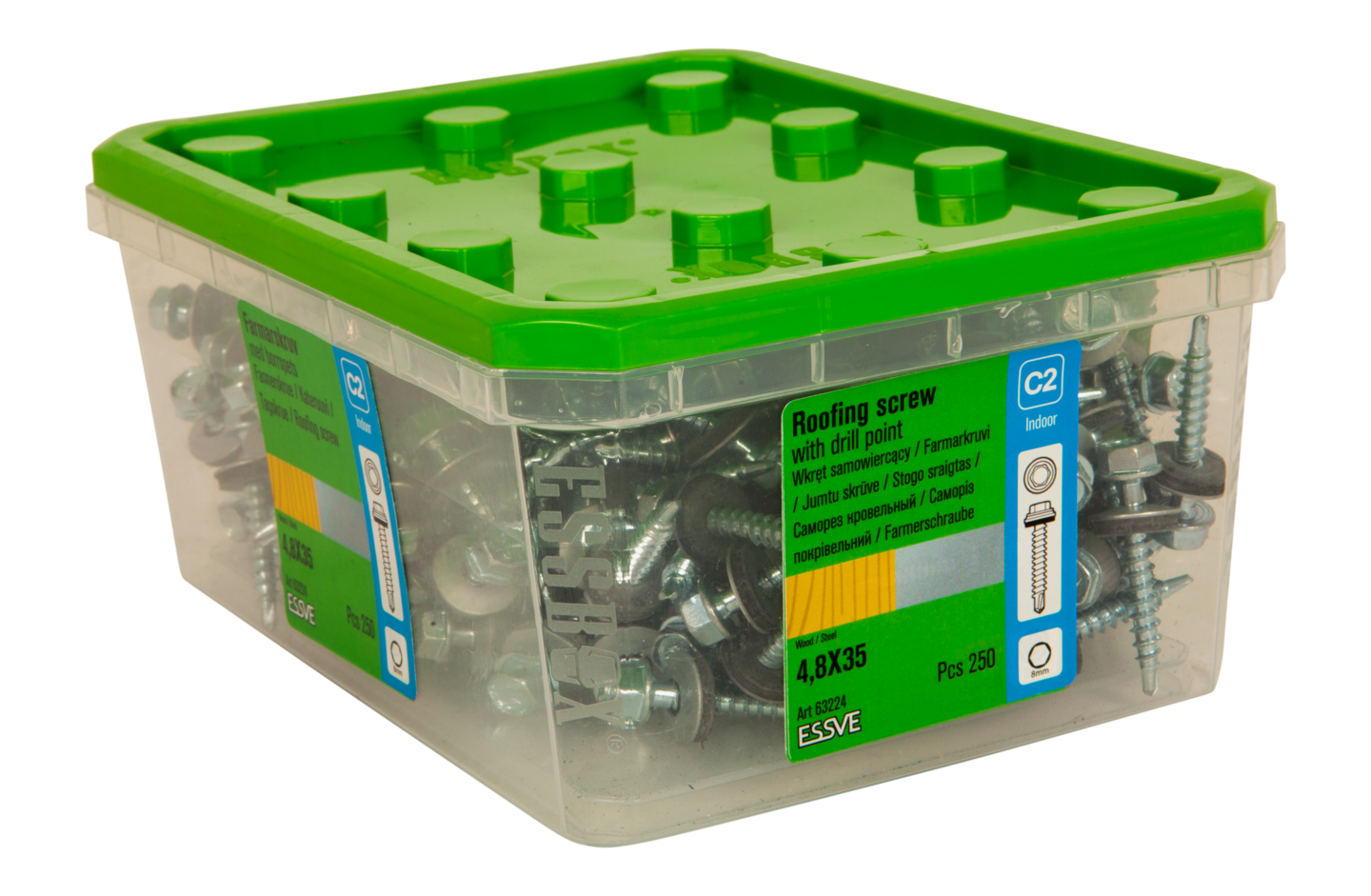 FARMARSKRUV ESSVE BORRSPETS SEXKANTS HUVUD M BRICKA FZB 4,8X35 250