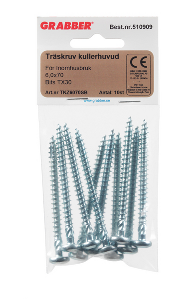 TRÄSKRUV GRABBER TKZ6070SB KULLRIG FZB, T30 INVÄNDIG 6,0X70 10 ST