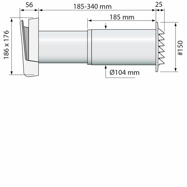 Korvausilmaventtiili Fresh TL100C seinäventtiili