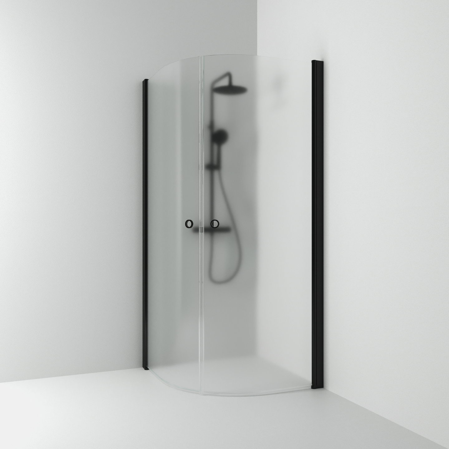 HÖRNDUSCH SVEDBERGS SKOGA HALVRUND SVART MATT FROST INTHT 90X198X90CM