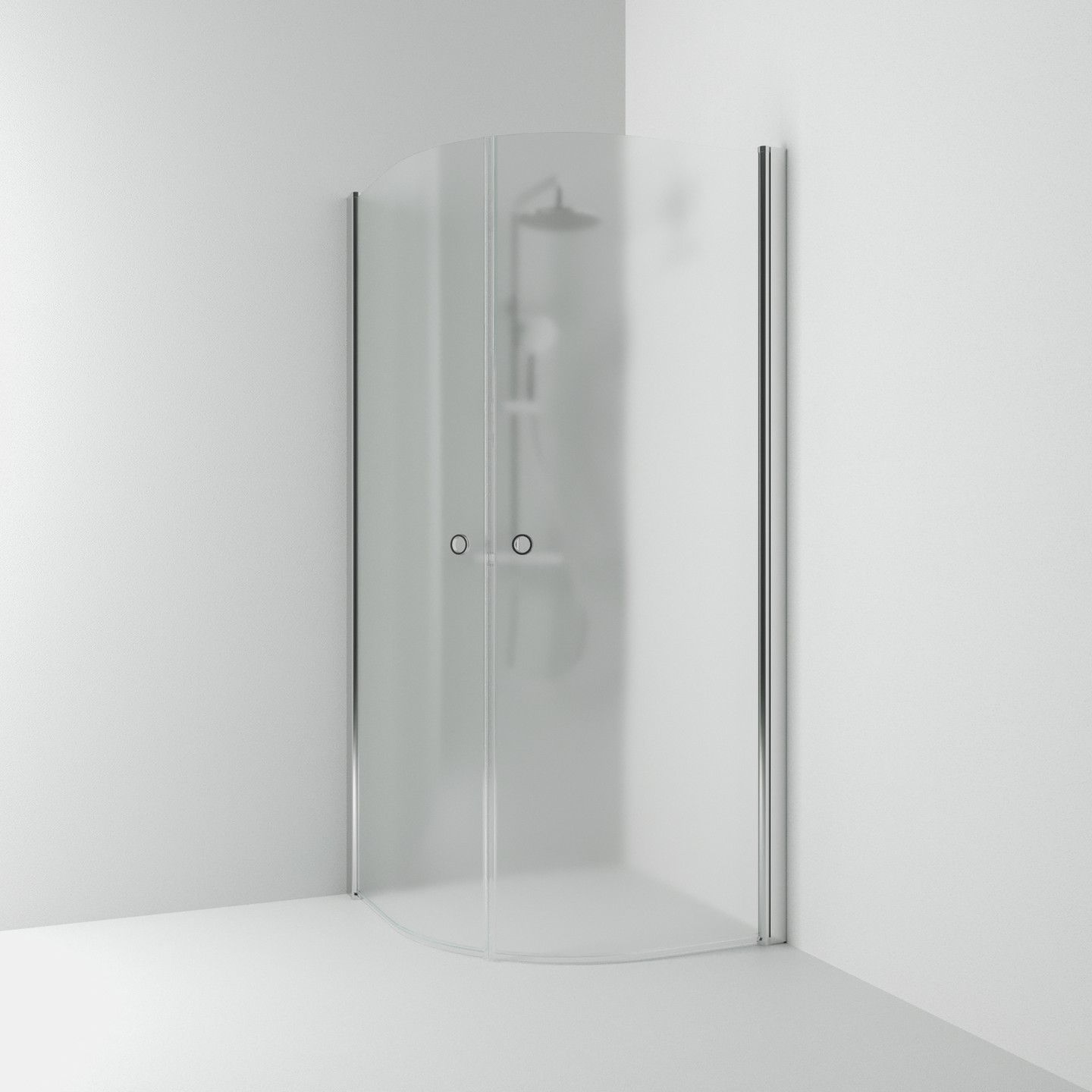 HÖRNDUSCH SVEDBERGS SKOGA HALVRUND ALU BLANK FROST INTHT 80X198X80CM