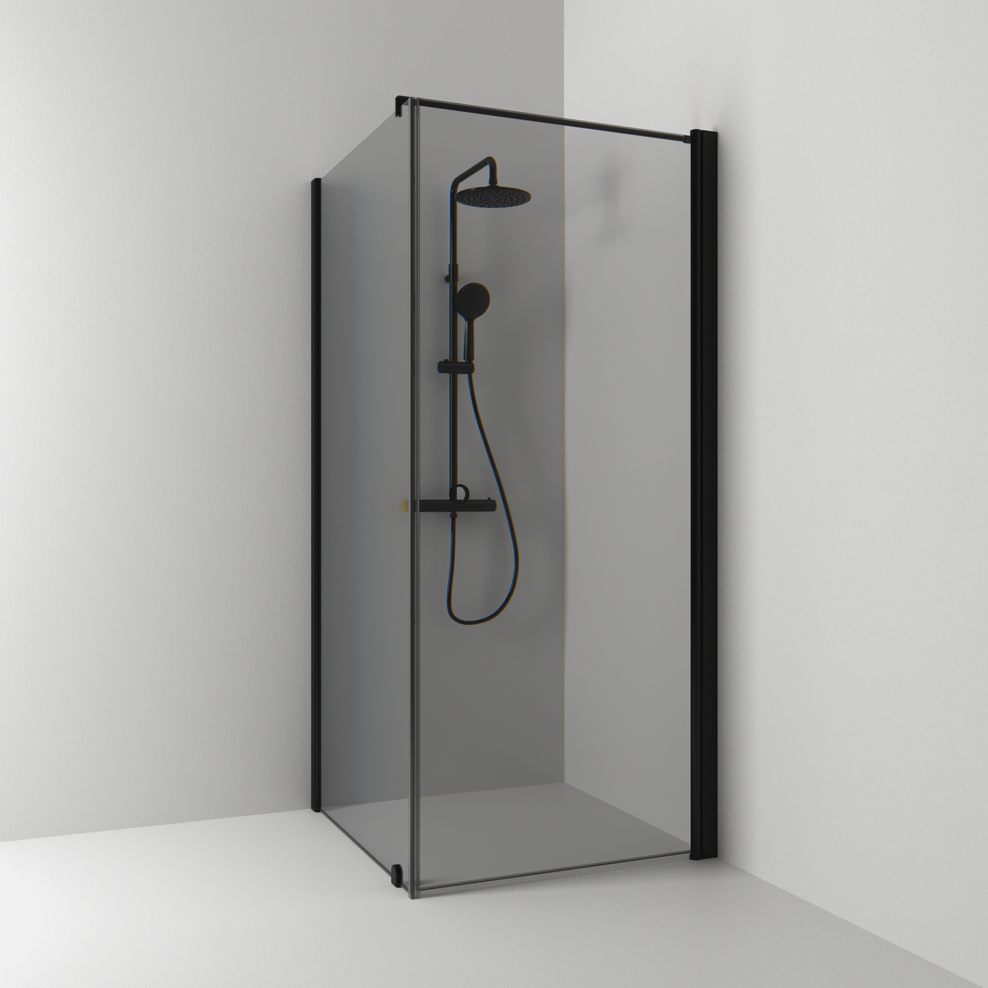 HÖRNDUSCH SVEDBERGS SKOGA RAK/FAST SVART MATT RÖK INTHT 90X198X93CM