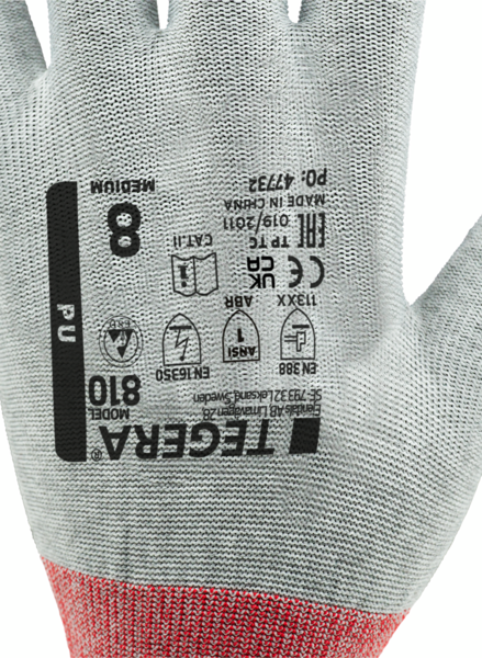 Käsineet TEGERA 810 ESD PU-pinnoitettu harmaa