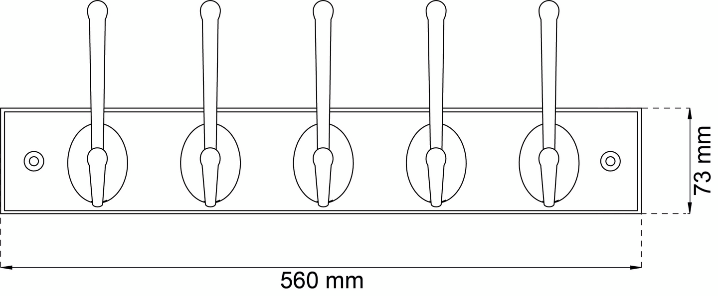 KLÄDHÄNGARE HABO ERA 5-KROK VIT/M NICKEL 73X560MM