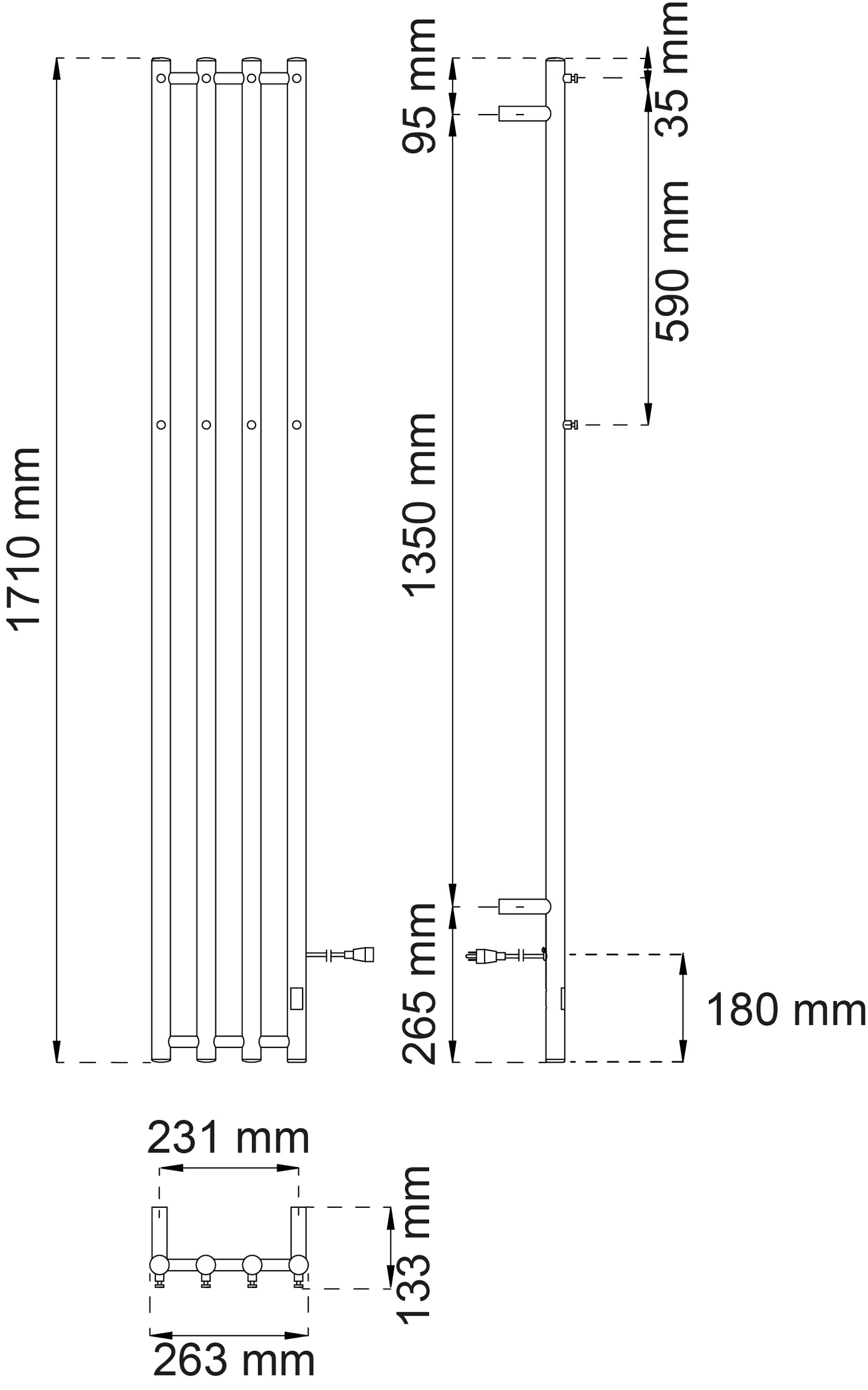 HANDDUKSTORK HABO HEATHER 04 SVART, 1710X263MM