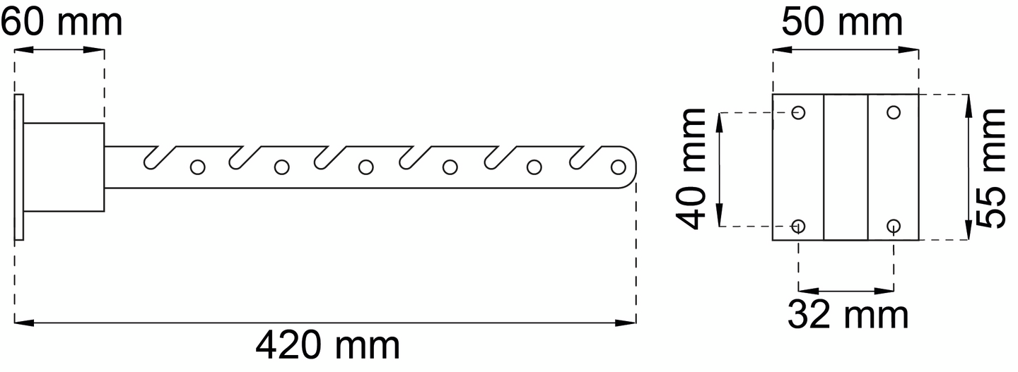 BALKONGHÄNGARE 500MM GALV 740 NEDFÄLLBAR