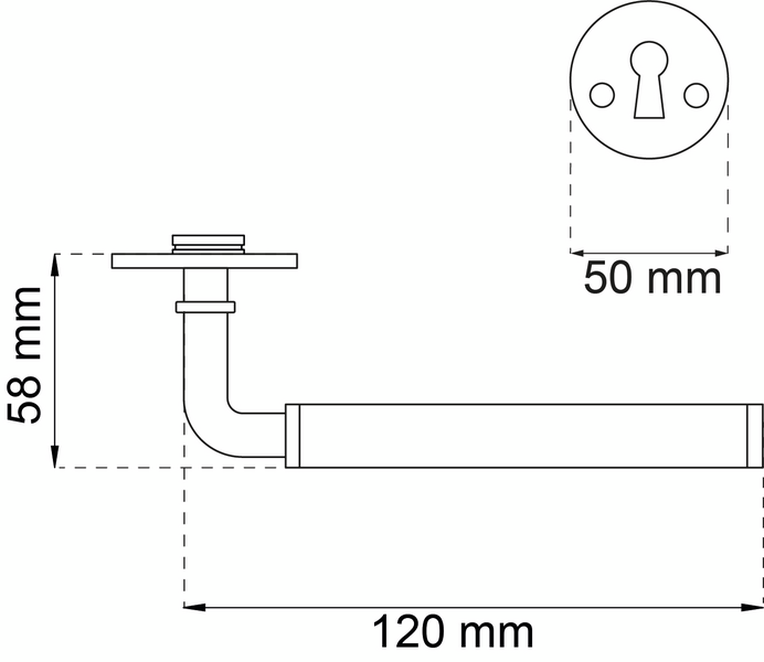 DÖRRTRYCKE A387 ALUMINIUM/KROM INKL NYCKELSKYLT INNERDÖRR