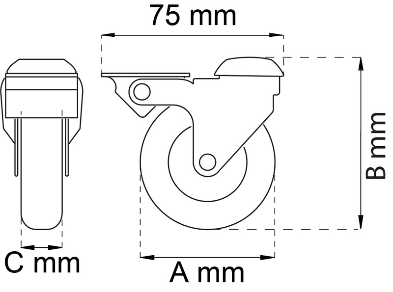 LÄNKHJUL HABO 4107 CENTRUMHÅL/BROMS D75MM