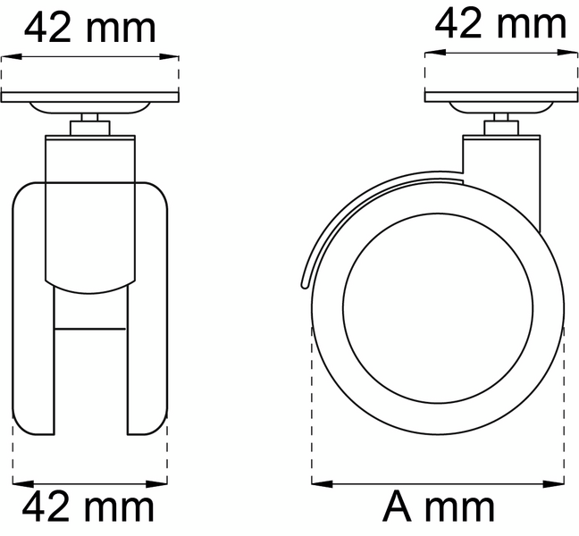 MÖBELHJUL HABO 1440 SVART D40MM 4ST
