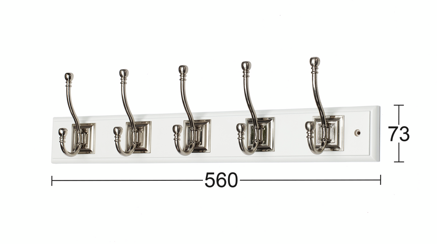 KLÄDHÄNGARE HABO RETRO 5-KROK VIT/M NICKEL 73X560MM