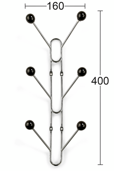 KLÄDHÄNGARE HABO BENNY 6KR SVA/KROM, SVART/KROM 400X160MM