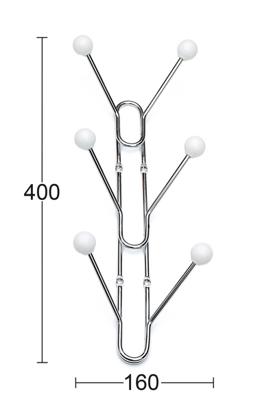 KLÄDHÄNGARE HABO BENNY 6KR VIT/KROM, VIT/KROM 400X160MM