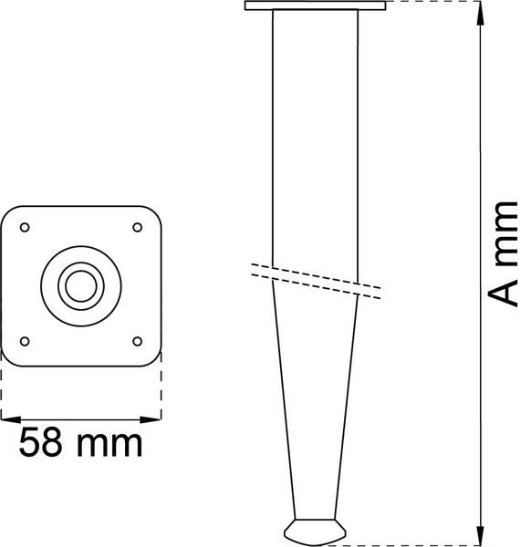BORDSBEN HABO 602 MNICK KON 200MM, 602 MATTNICKEL KON 200 MM