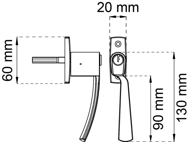 FÖNSTERHANDTAG HABO MED CYLINDER, COPENHAGEN BKROM H