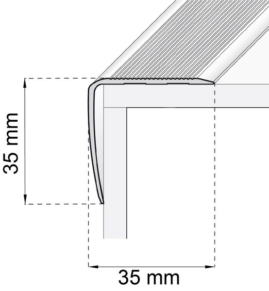 TRAPPKANTSLIST HABO SA41 GRÅ EK 1M, 100CM 35X35MM