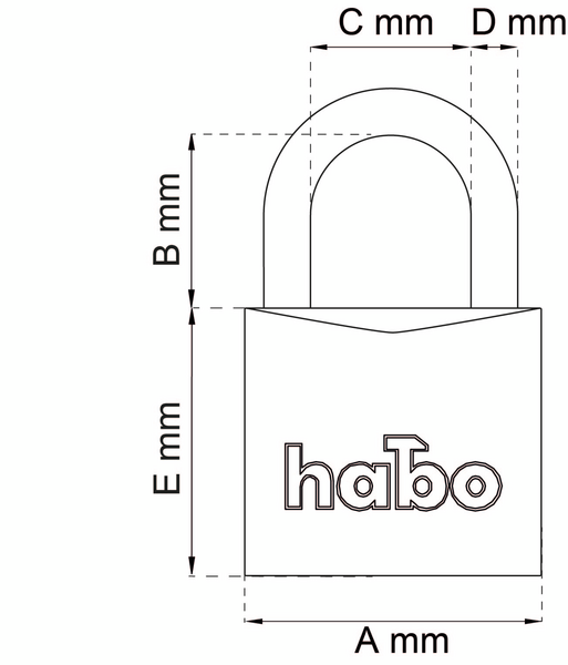HÄNGLÅS HABO 503-40/503-4 0HB62 ALU