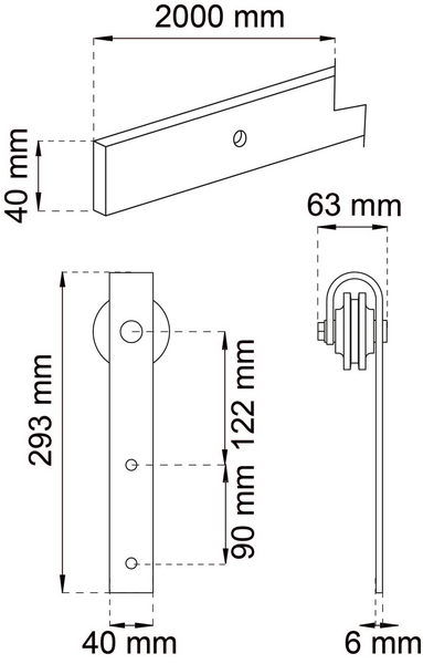 SKJUTDÖRRSBESLAG HABO RETRO KOMPLETT