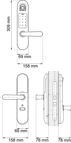 LÅS ELEKTRONISKT TRIBE 2 H/V SIL