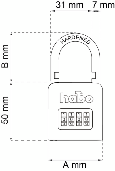 HÄNGLÅS HABO 203-50 KOMBI-160 SB