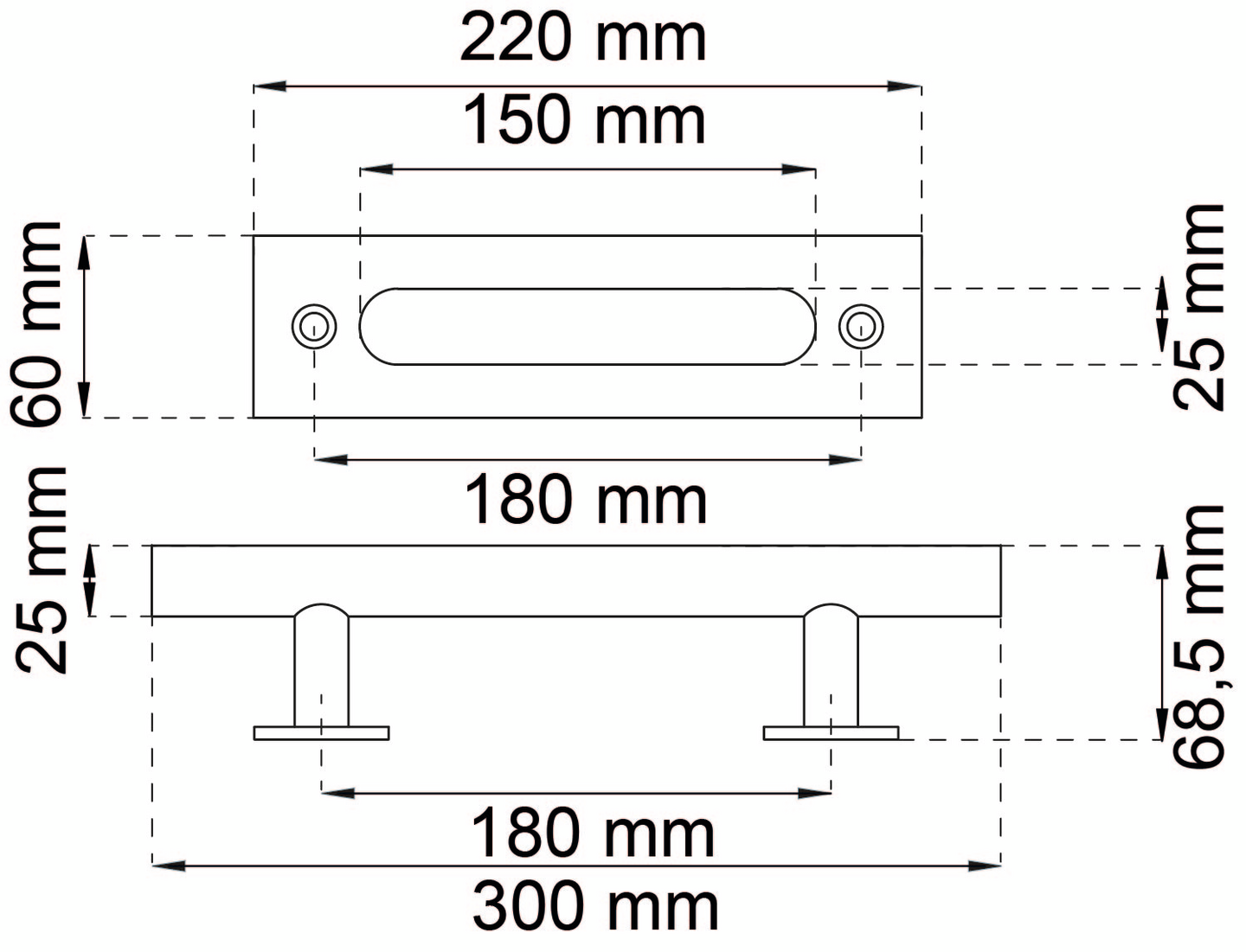 SKJUTDÖRRSHANDTAG HABO INDUSTRY RF CC180MM