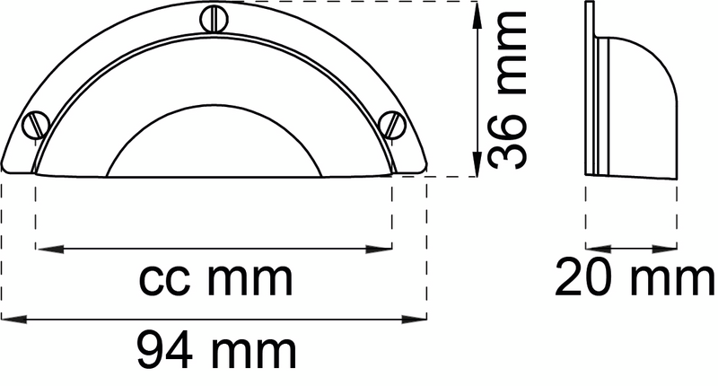 LÅDHANDTAG HABO NELLY CC 64 KROM SB