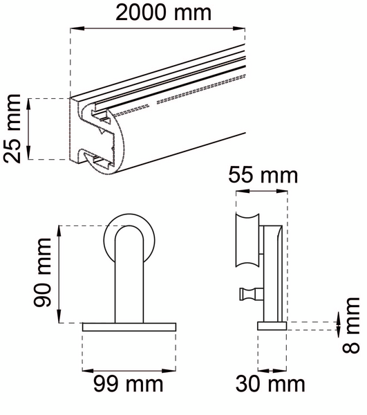 SKJUTDÖRRSBESLAG HABO COMPACT, SVART TOPPMONTERAD