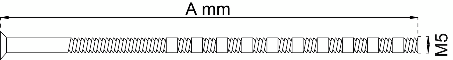 SKRUV HABO M5 4 MÄSS FÖRN 90MM, M5 4 90MM MÄSS FÖRN