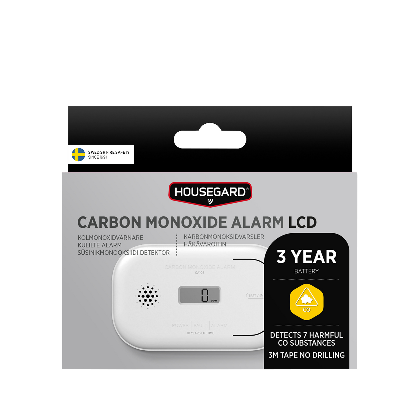 Häkävaroitin Housegard CA108 LCD-näytöllä