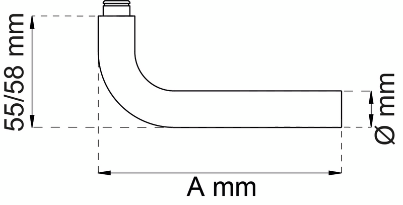 DÖRRHANDTAG HABO 316-2 L-FORM UR 19, D19MM UTAN ROSETT