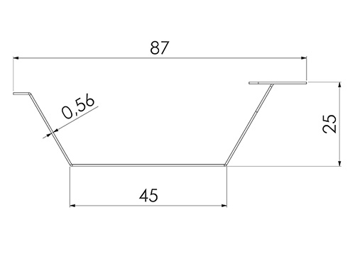 STÅLREGEL AKUSTIKPROF 25  3,6M